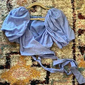 Do+Be blue floral lace top